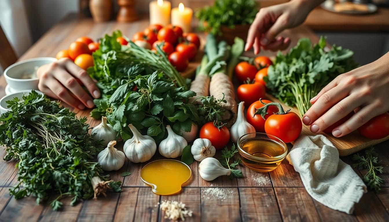 Fresh ingredients for healthy home cooking