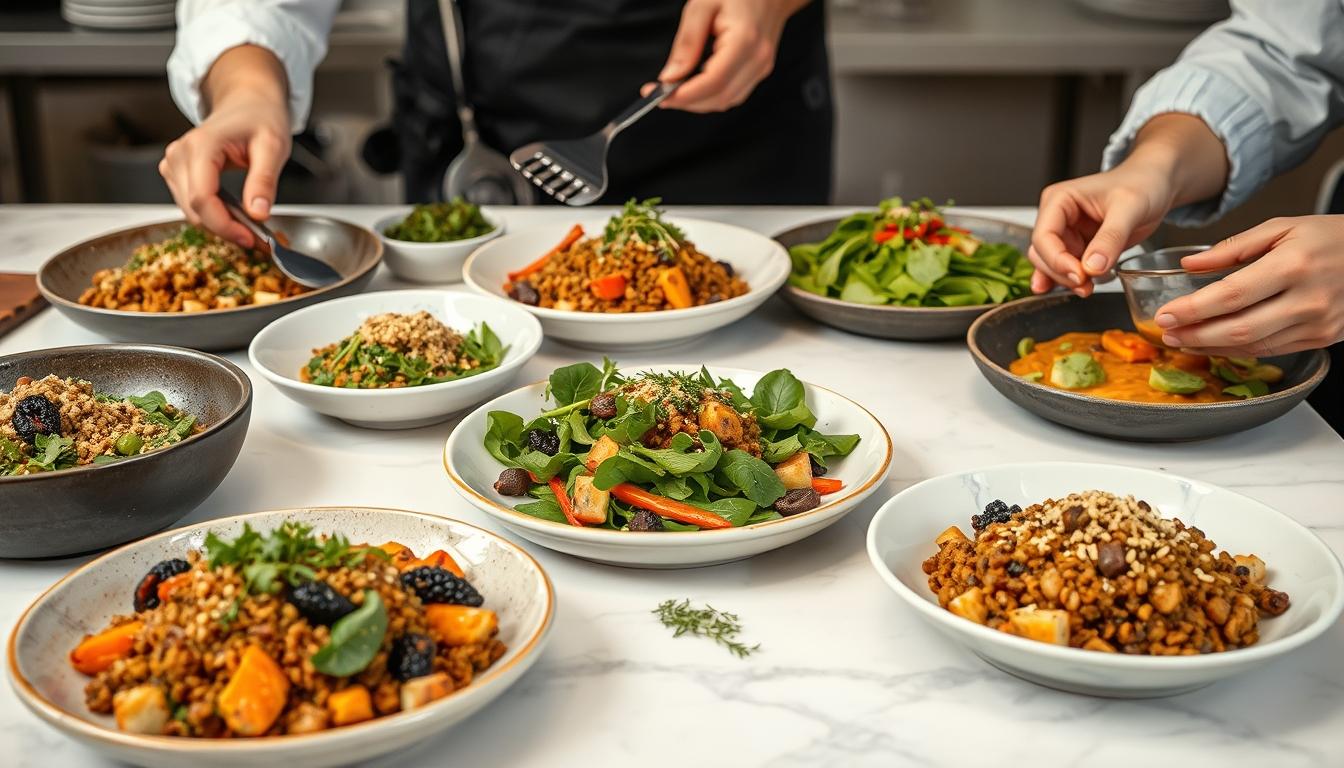 Fresh seasonal ingredients arranged for home cooking